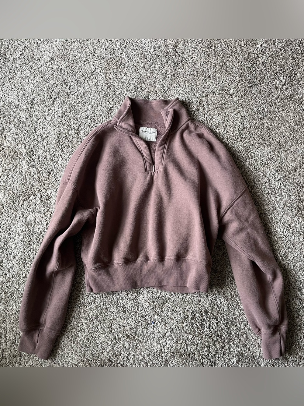 Abercrombie and fitch mock neck Half-Zip Pullover Sweatshirt XS light brown